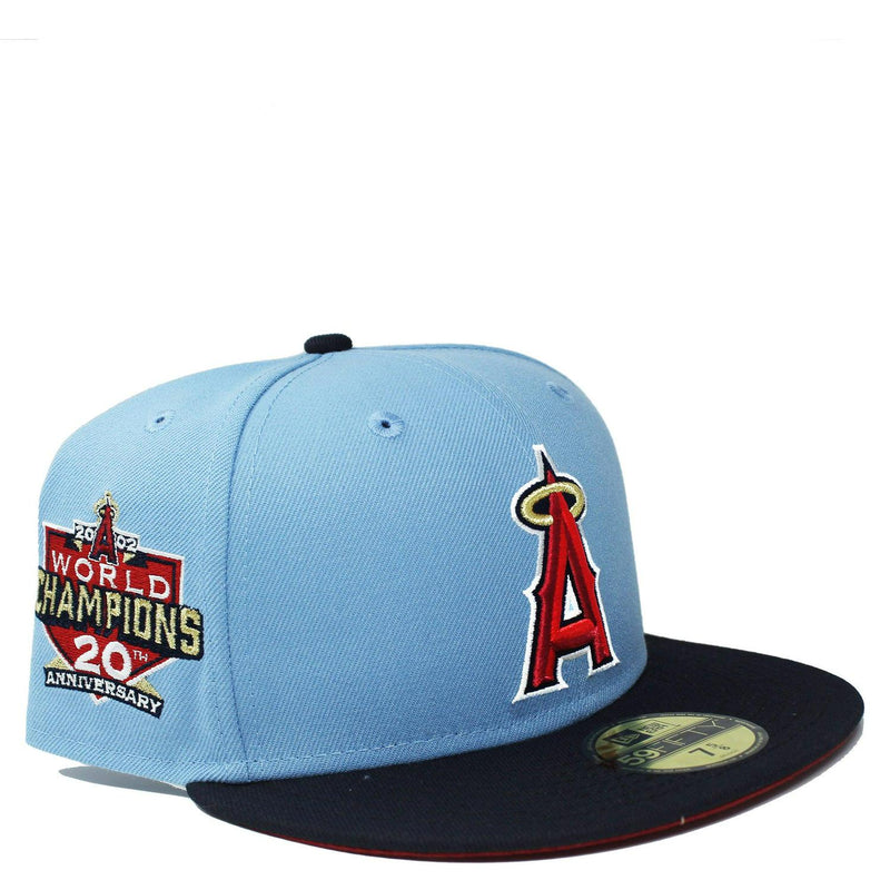 New Era LA Angels 20th Anni Baby Blue Navy Red 59Fifty 5950 Patch Fitted Cap Hat