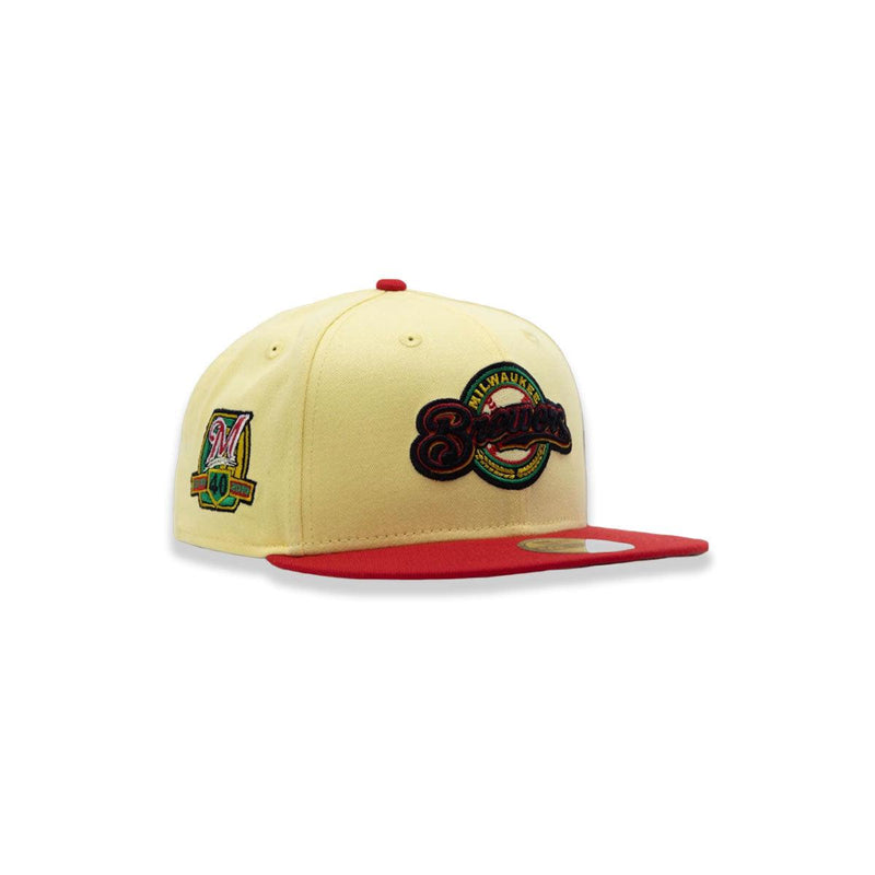 New Era Milwaukee Brewers 40th Anni Yellow Orange 59Fifty 5950 Patch Fitted Hat