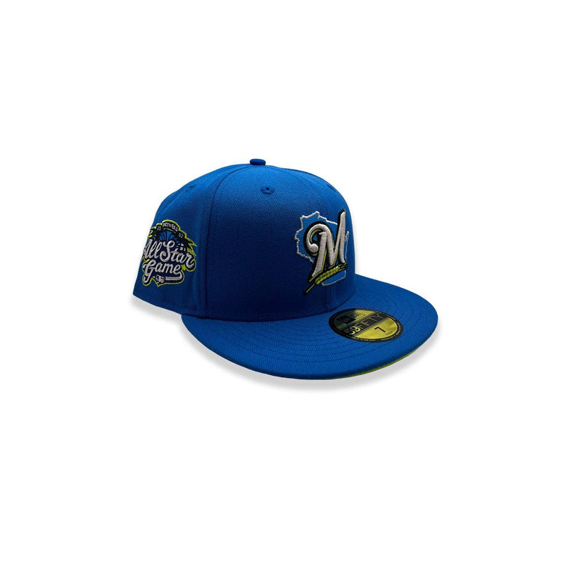 New Era Milwaukee Brewers '02 ASG Blue White 59Fifty 5950 Patch Fitted Cap Hat