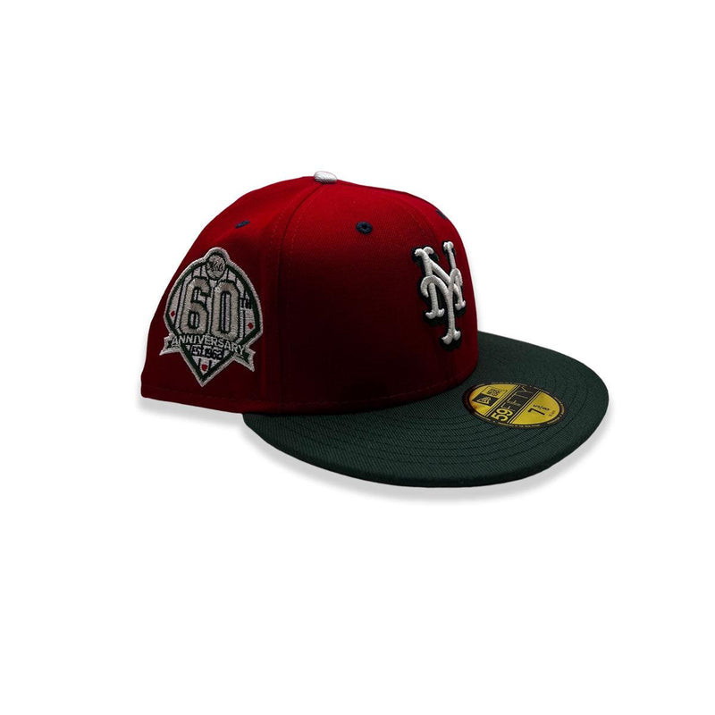 New Era NY Mets 60th Anni Red White Black 59Fifty 5950 Patch Fitted Cap Hat