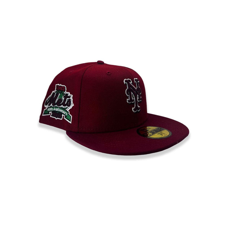 New Era NY Mets 40th Anni 1962-2002 Red White 59Fifty 5950 Patch Fitted Cap Hat