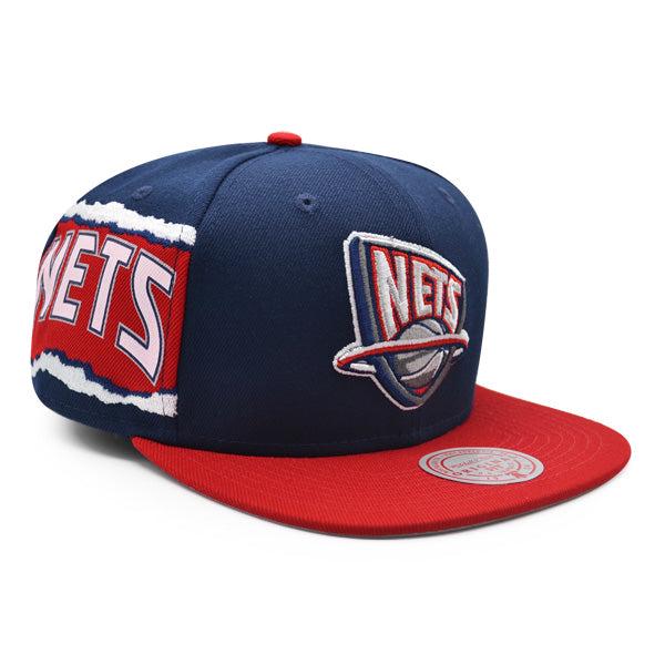 Mitchell And Ness NJ Nets JUMBOTRON Navy Blue Red Gray Patch Snapback Cap Hat