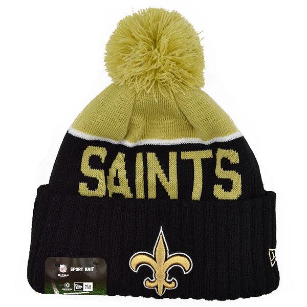 New Era Orleans Saints '15 NFL Black Yellow White Red Pom Cuffed Knit