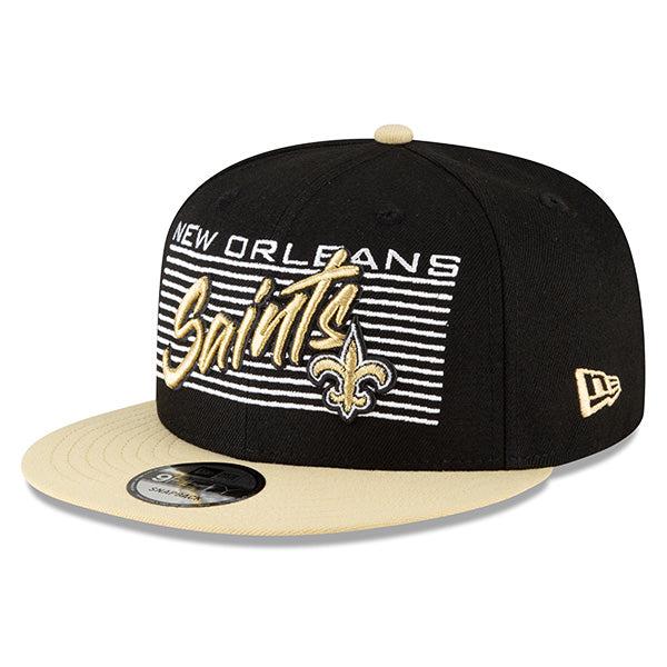 New Era Orleans Saints NFL Black White Gold Beige 9Fifty 950 Patch Snapback Hat