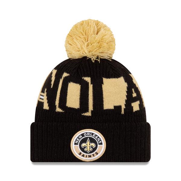 New Era Orleans Saints '20 NFL Black Beige Yellow Pom Cuffed Knit