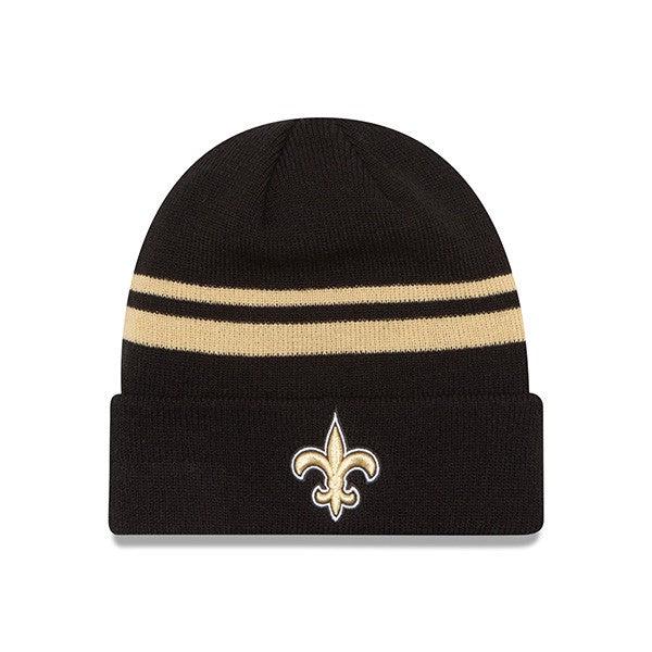 New Era Orleans Saints STRIPED Black Beige Yellow Cuffed Knit Hat