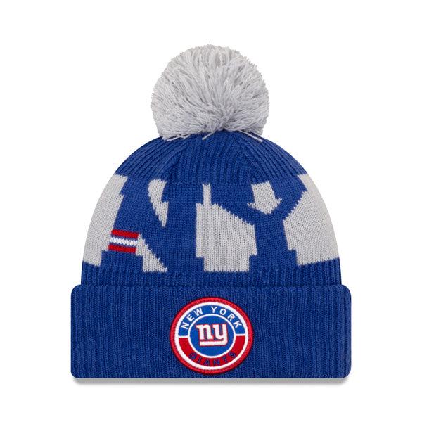 New Era NY Giants '20 NFL Sideline Official Sport Black White Pom Cuffed Knit