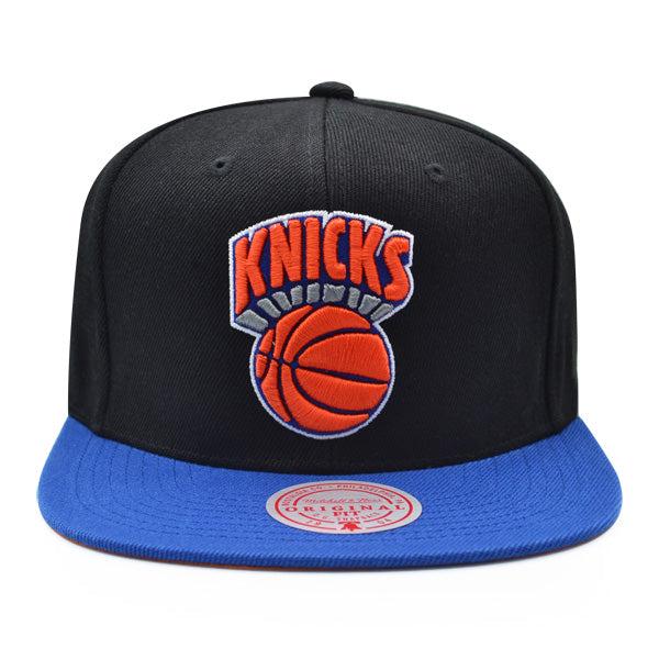 Mitchell And Ness NY Knicks CLASSIC Black Royal Blue Orange Patch Snapback Hat
