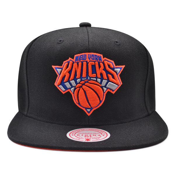 Mitchell And Ness NY Knicks HIGH LIGHT Black Neon Orange Patch Snapback Cap Hat