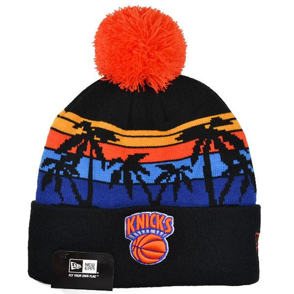 New Era NY Knicks NBA Black Orange Blue Yellow White Pom Cuffed Knit