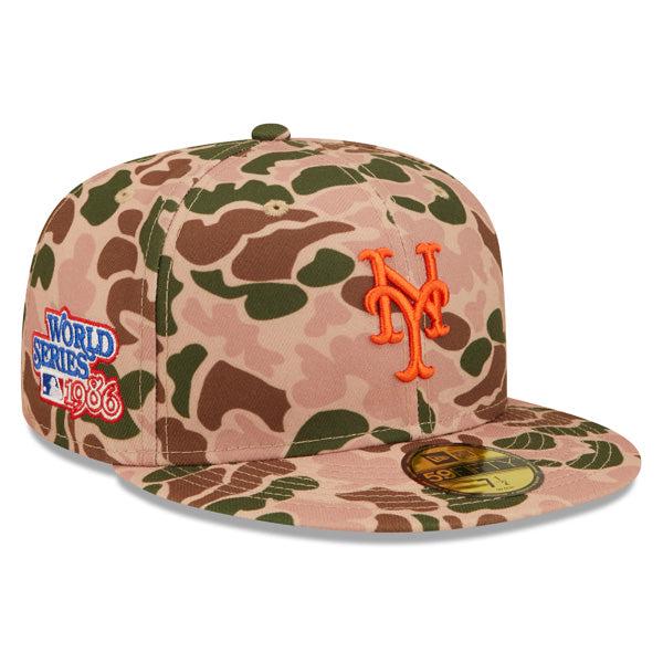 New Era NY Mets '86 WS DUCK Camo Green Orange 59Fifty 5950 Patch Fitted Cap Hat