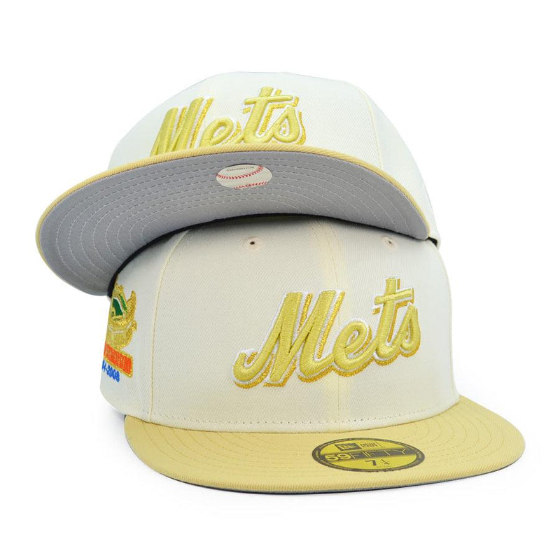 New Era NY Met SHEA White Wine Gray Chrome Yellow Gold 59Fifty 5950 Patch Fitted
