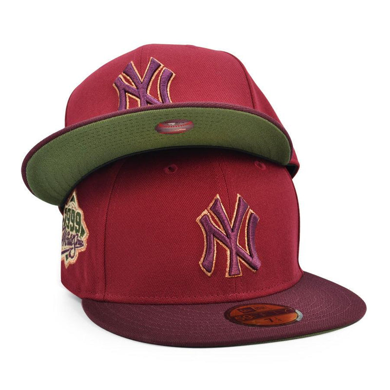 New Era NY Yankees '99 Cardinal Maroon Green Gray 59Fifty 5950 Patch Fitted