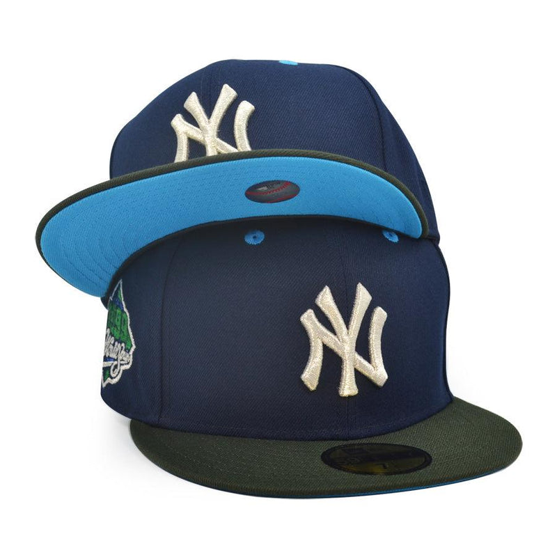 New Era NY Yankees '99 WS Blue White Seaweed Green 59Fifty 5950 Patch Fitted Hat