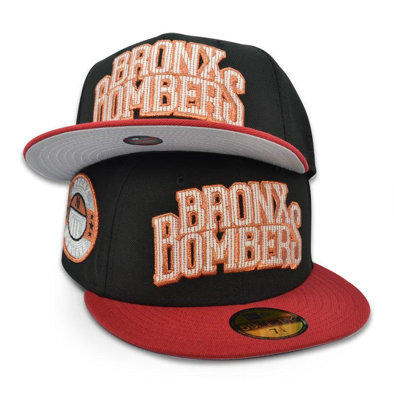 New Era NY Yankees BRONX BOMBERS Black White Red Gray 59Fifty 5950 Patch Fitted