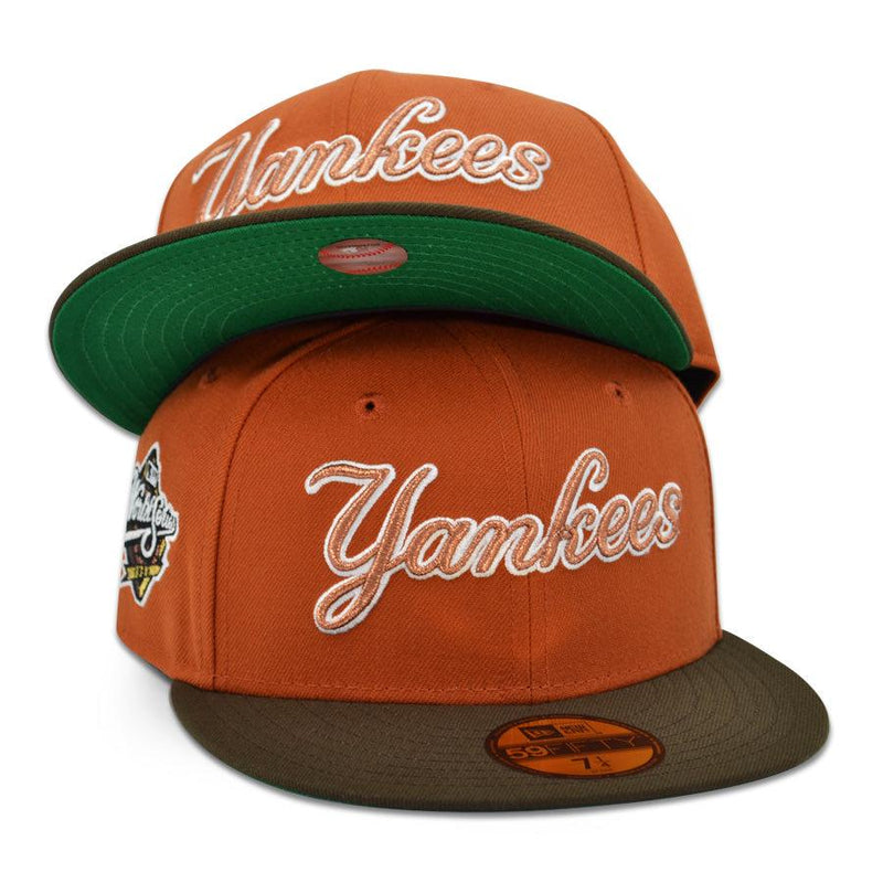 New Era NY Yankees '98 WS Rust Walnut Brown Green 59Fifty 5950 Patch Fitted Hat