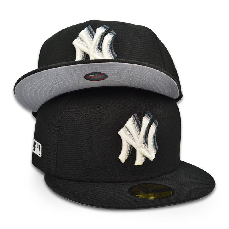 New Era NY Yankees FADE TO BLACK Black White Gray 59Fifty 5950 Patch Fitted Hat