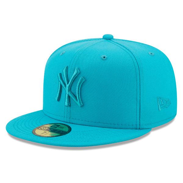 New Era NY Yankees AQUA BLUE Fitted 59Fifty 5950 Patch Fitted Cap Hat