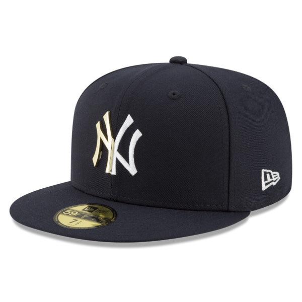 New Era NY Yankees Metal Split Logo Navy Gold 59Fifty 5950 Patch Fitted Cap Hat