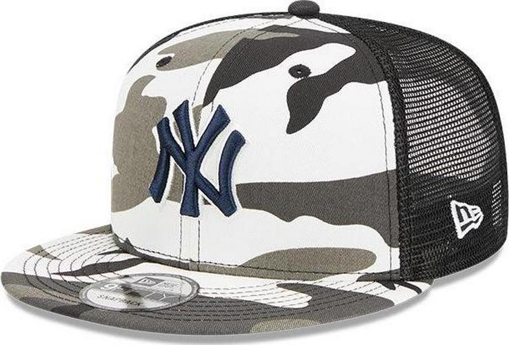 New Era NY Yankees Trucker Camo Gray Blue Black 9Fifty 950 Mesh Trucker Snapback