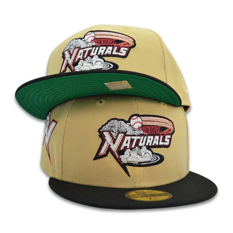 New Era Northwest Arkansas Naturals Tan Khaki Black 59Fifty 5950 Patch Fitted