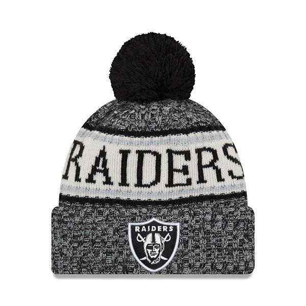 New Era Oakland Raiders '18 NFL Grey Black White Red Blue Pom Cuffed Knit