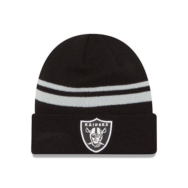 New Era Oakland Raiders STRIPED NFL Black White Grey Cuffed Knit Hat