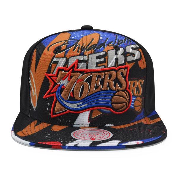 Mitchell And Ness Philadelphia 76ers HYPER LOOPS Black Copper Gray Snapback Hat