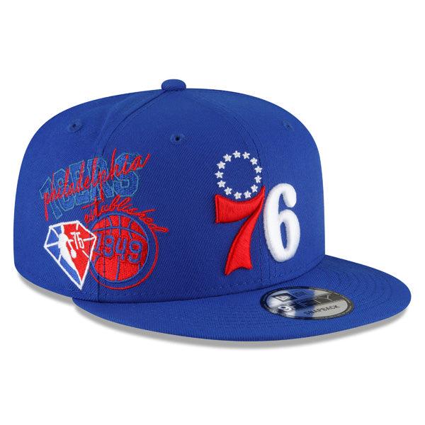 New Era Philadelphia 76ers Back Half Royal Red White 9Fifty 950 Patch Snapback