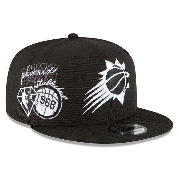 New Era Phoenix Suns '22 Black White Gray 9Fifty 950 Patch Snapback Cap Hat