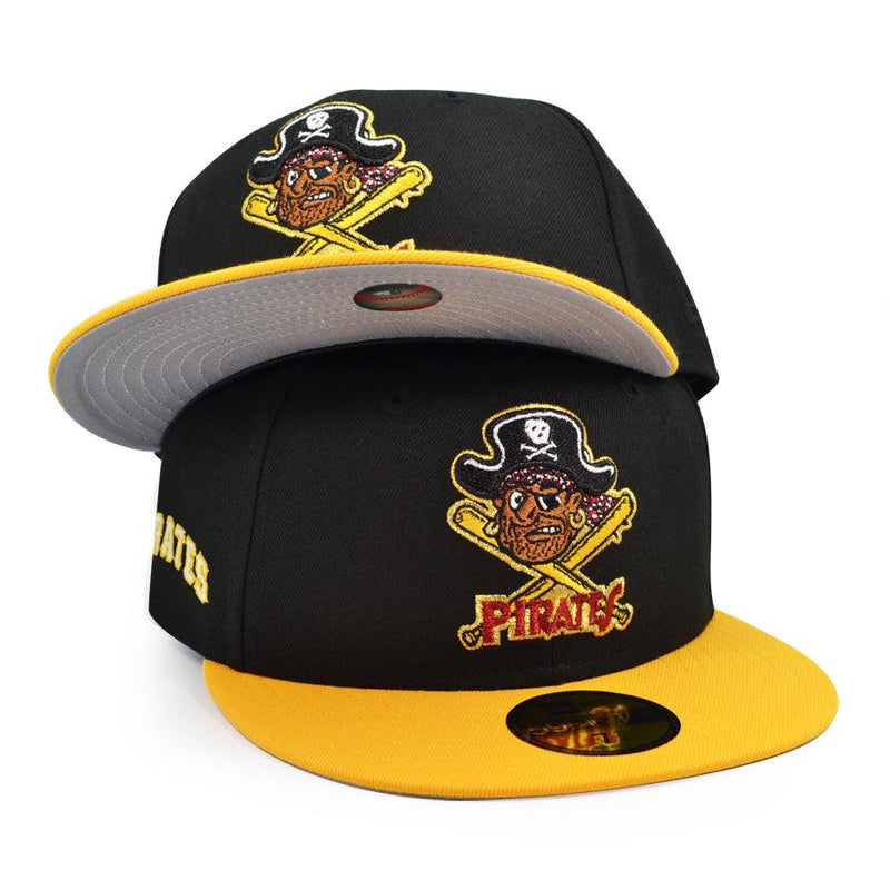 New Era Pittsburgh Pirates Black Yellow Gray Red 59Fifty 5950 Patch Fitted Hat