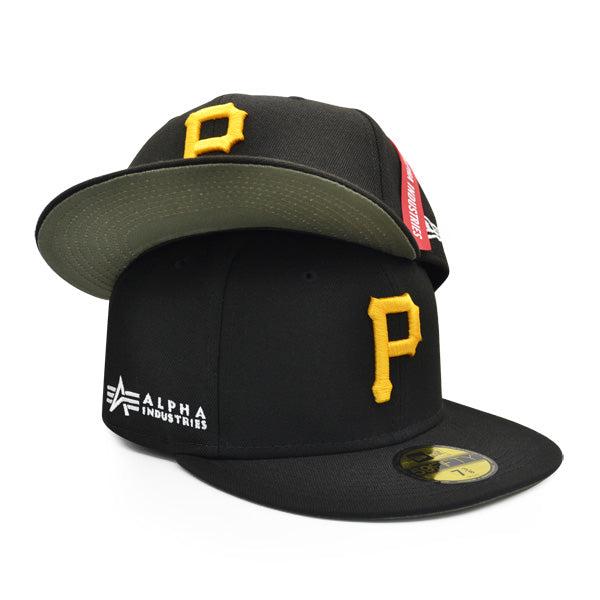 New Era Pittsburgh Pirates Black Yellow Army Green 59Fifty 5950 Patch Fitted Hat