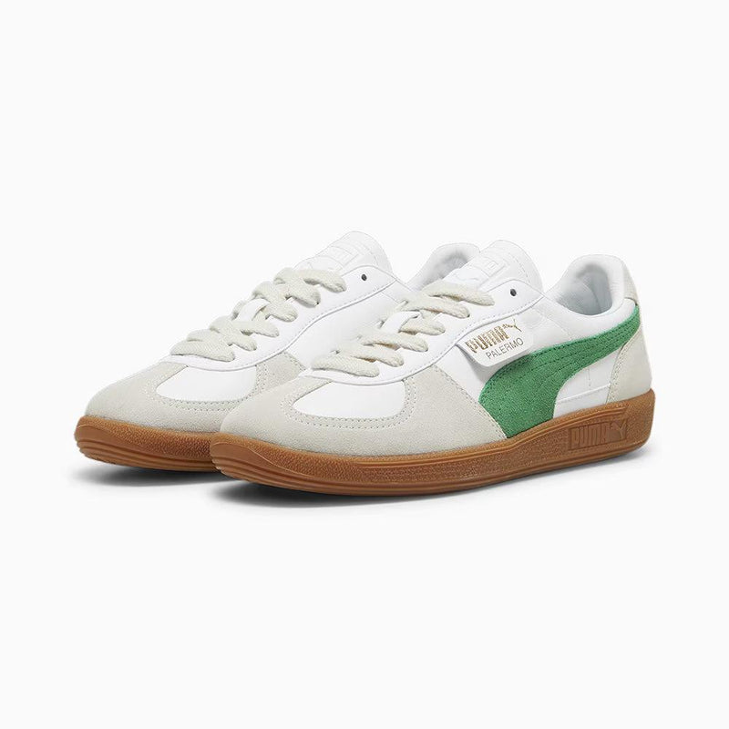 Puma Palermo Leather White Vapor Gray Archive Green 396464-07 Shoe Sneaker