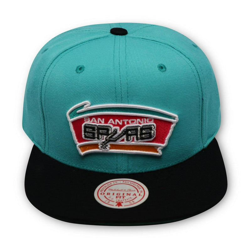Mitchell And Ness SAN ANTONIO SPURS TEAL BLACK GREEN Patch Snapback Cap Hat