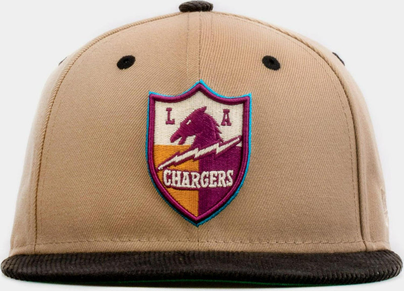 New Era Desert Sky LA Chargers Black Green Purple 59Fifty 5950 Patch Fitted Cap