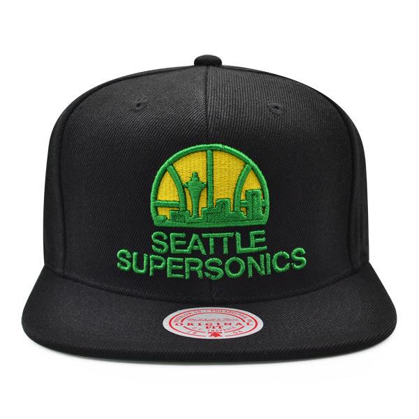 Mitchell And Ness Seattle Supersonics CLASSIC SOLID Black Yellow Green Snapback