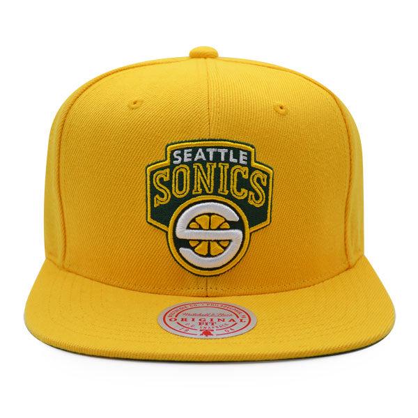 Mitchell And Ness Seattle Supersonics CLASSIC SOLID Yellow Green Patch Snapback
