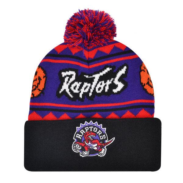Mitchell And Ness Toronto Raptors ISL Purple Black Blue White Cuffed Pom Knit