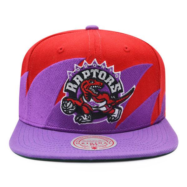 Mitchell And Ness Toronto Raptors SHARKTOOTH Purple Red Green Patch Snapback Hat