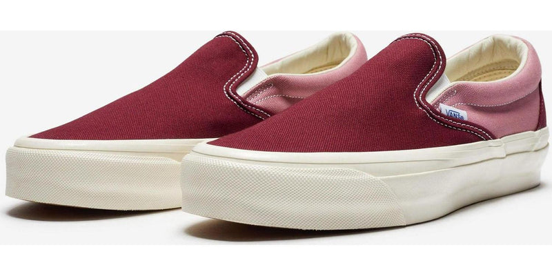 WMNS Vans Premium Slip On 98 Maroon Pink White Shoe Sneaker Trainer