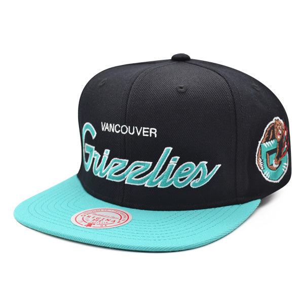 Mitchell And Ness Vancouver Grizzlies TEAM SCRIPT Black Teal Green Snapback Hat