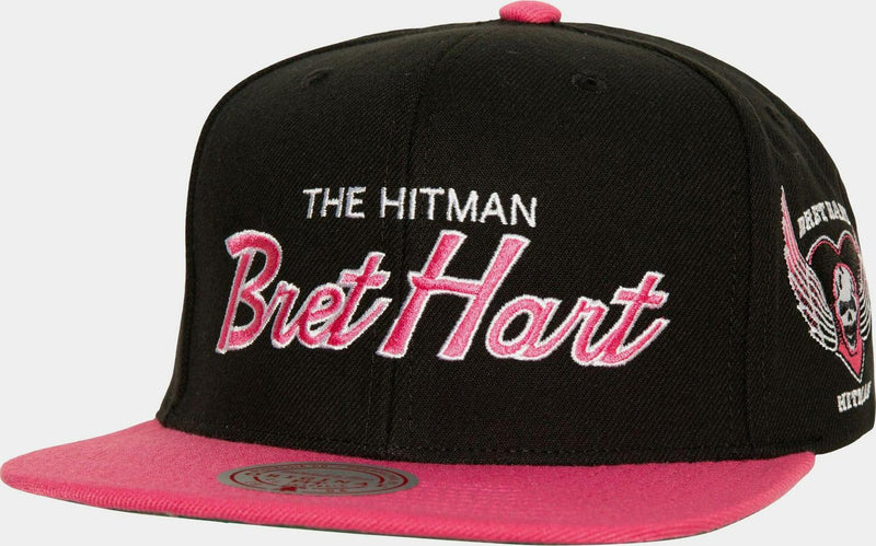 Mitchell and Ness WWE Bret The Hitman Pink Black White Snapback Cap Hat