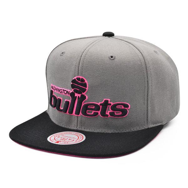 Mitchell And Ness Washington Bullets Gray Black Pink Patch Snapback Cap Hat