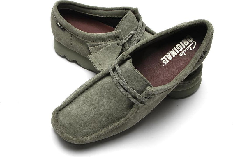 Wmns Wallabee GTX Khaki Green Gold Suede 26177865 Moccasins Boots Shoe