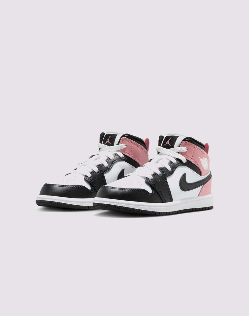 Kids Jordan Air Jordan 1 Mid PS Black White Pink Sneaker Shoe Trainer