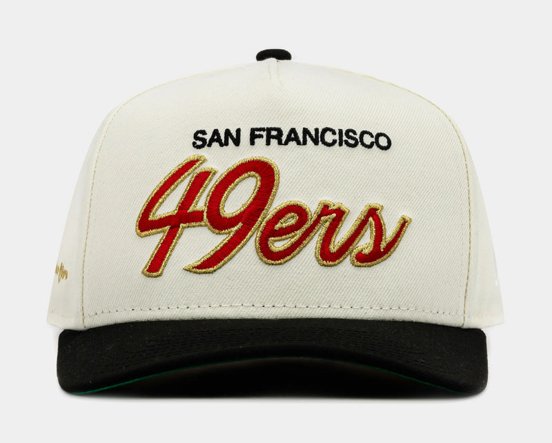 San Francisco 49Ers Chrome Script 950AF Snapback Mens Hat (Beige/Red)