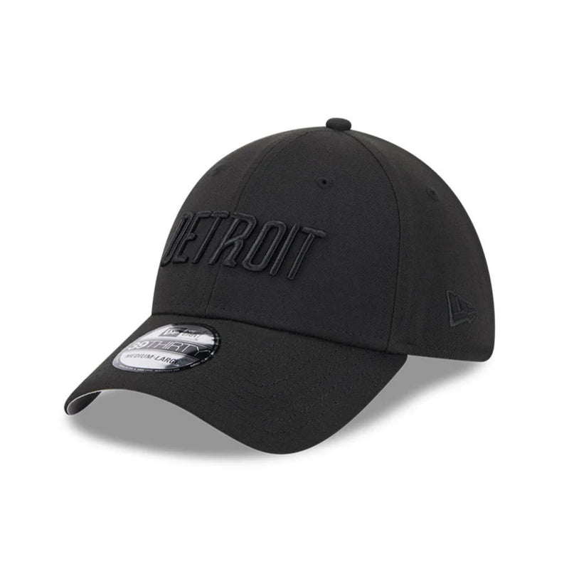 New Era 39Thirty Detroit Tigers Script Stretch Fitted Hat - Black, Black