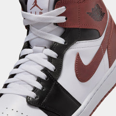 Air Jordan 1 Mid Mens Basketball Shoes (White/Black/Dark Pony)