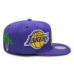 Los Angeles Lakers Mitchell & Ness NBA CHAMP PATCH up Snapback - Purple