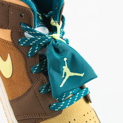 Kids Nike Air Jordan 1 Mid SE GS Cacao Wow Green Brown Beige Blue White Sneaker Shoe Trainer